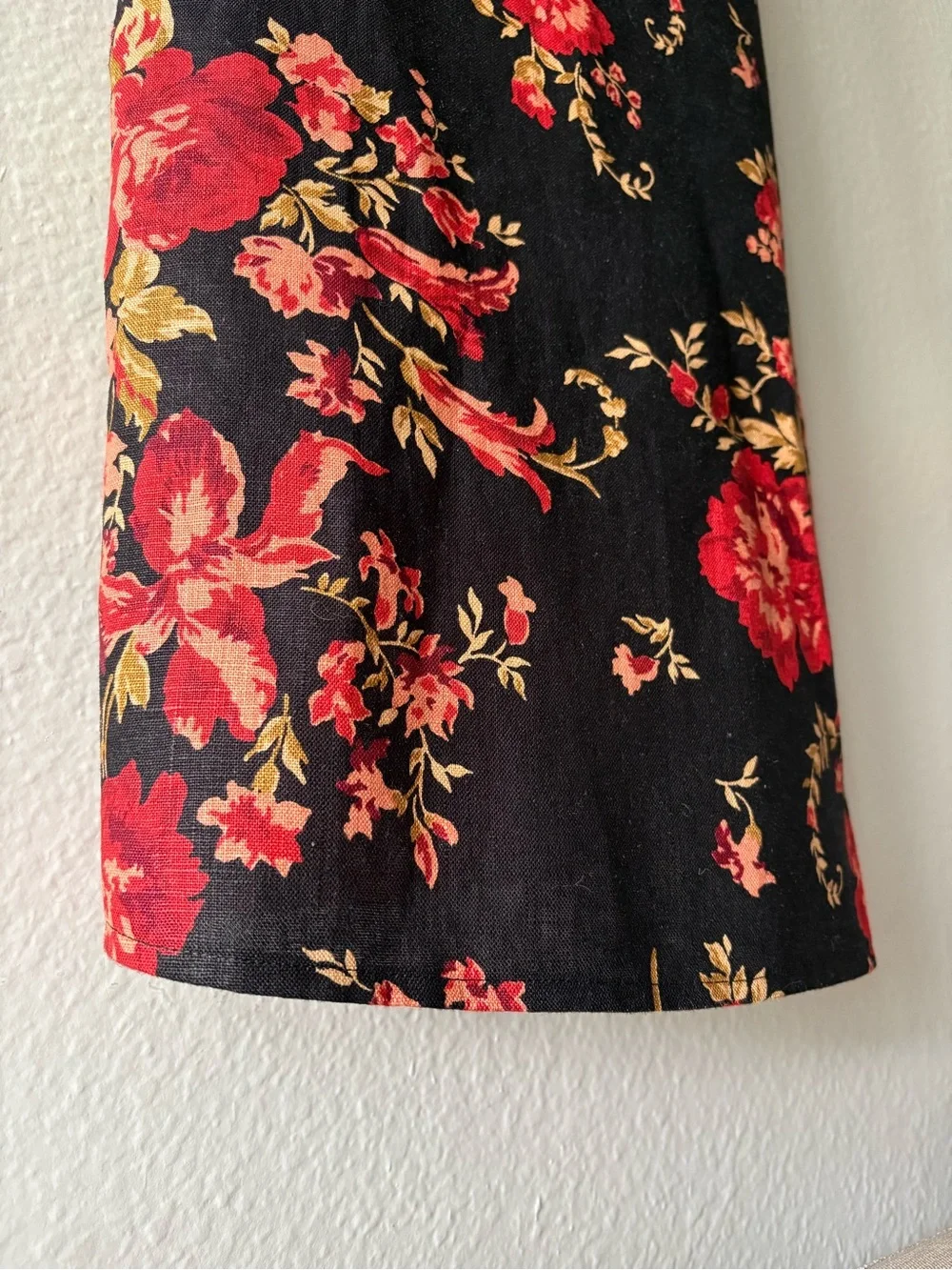 Reformation Linen Frankie Midi Dress Women’s 0 Black & Red Floral Formal Wedding - Picture 7 of 16